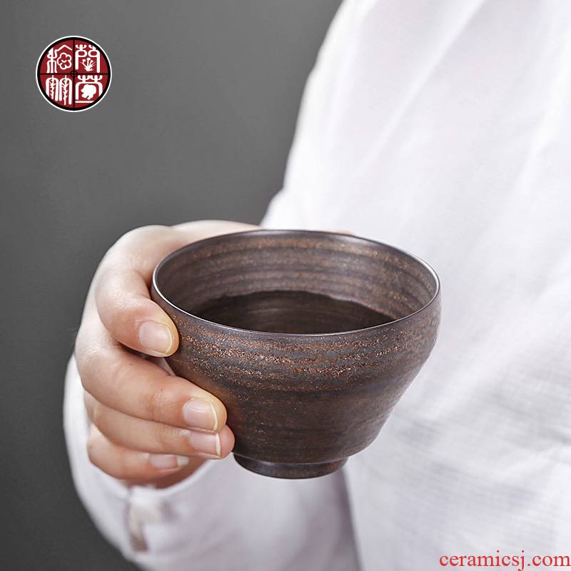 Kunfu tea cup single large coarse pottery master cup gold fullness a single tea tea set wide expressions using, tea cups