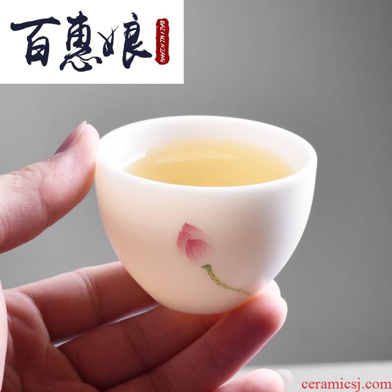 (niang dehua white porcelain suet jade travel a pot of two cups of kung fu tea sets mini portable ceramic crack cup