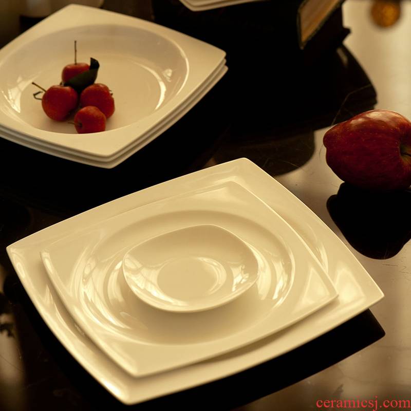 The dishes suit pure white ipads China household dish bowl of jingdezhen ceramics tableware bulk, DIY free combination