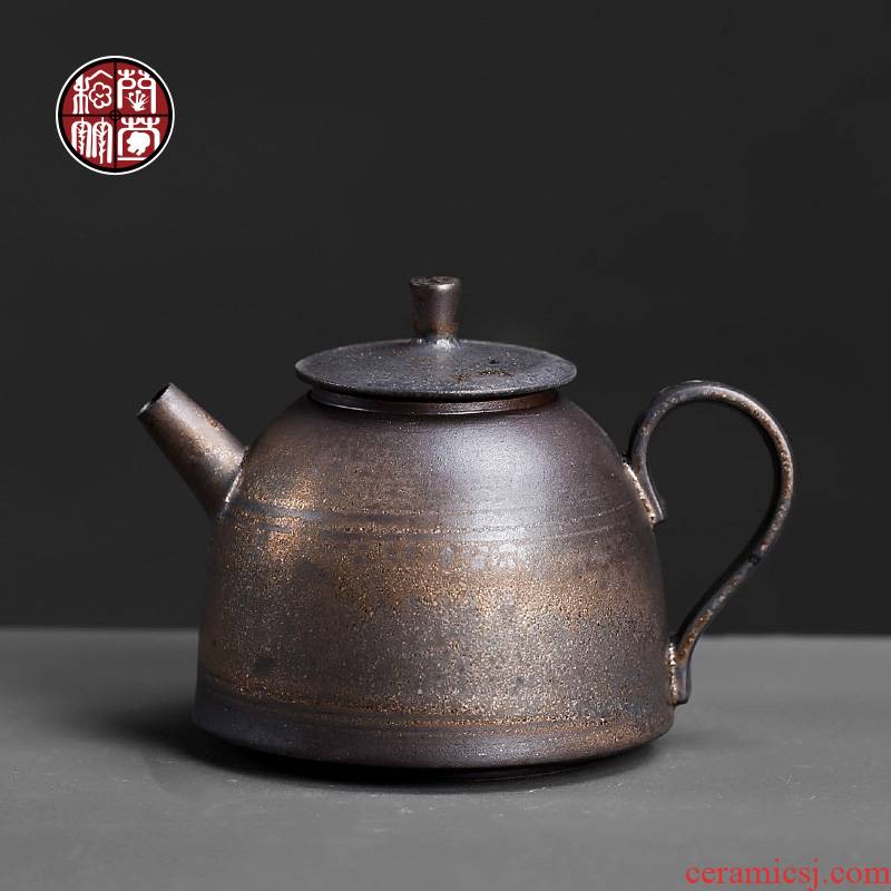 Blunt ceramic teapot household single pot of Chinese style restoring ancient ways is pure manual small office archaize coarse pottery pot teapot