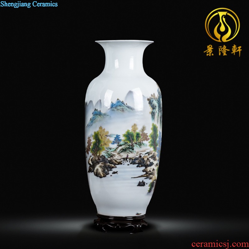 Jingdezhen ceramics China red crystal glaze blooming flowers vase modern household decoration decoration is a sitting room