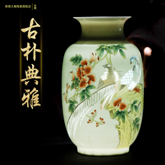 Large restoring ancient ways of jingdezhen ceramic vase famous hand-painted ground flower arranging new Chinese style household furnishing articles sitting room adornment