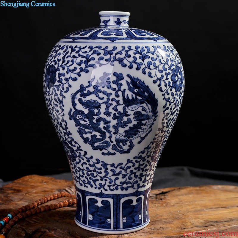 Blue and white porcelain vase, jingdezhen ceramic furnishing articles lucky bamboo handicraft classical flower arrangement porcelain household act the role ofing is tasted the living room