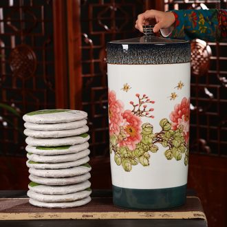 Large sealing ceramic a kilo is installed metal caddy cover save green tea POTS of jingdezhen blue and white porcelain is hand-painted tea sets