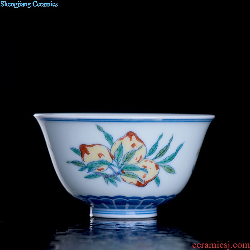 Jingdezhen ceramic sample tea cup tea kungfu tea cup imitation qing yongzheng colorful peony flower cup fights the color small cups