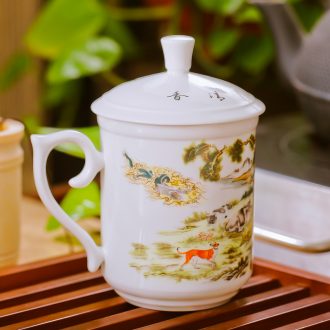 Creative kung fu tea set Green yellow 10 head tea set Jingdezhen celadon set of high-grade porcelain gifts
