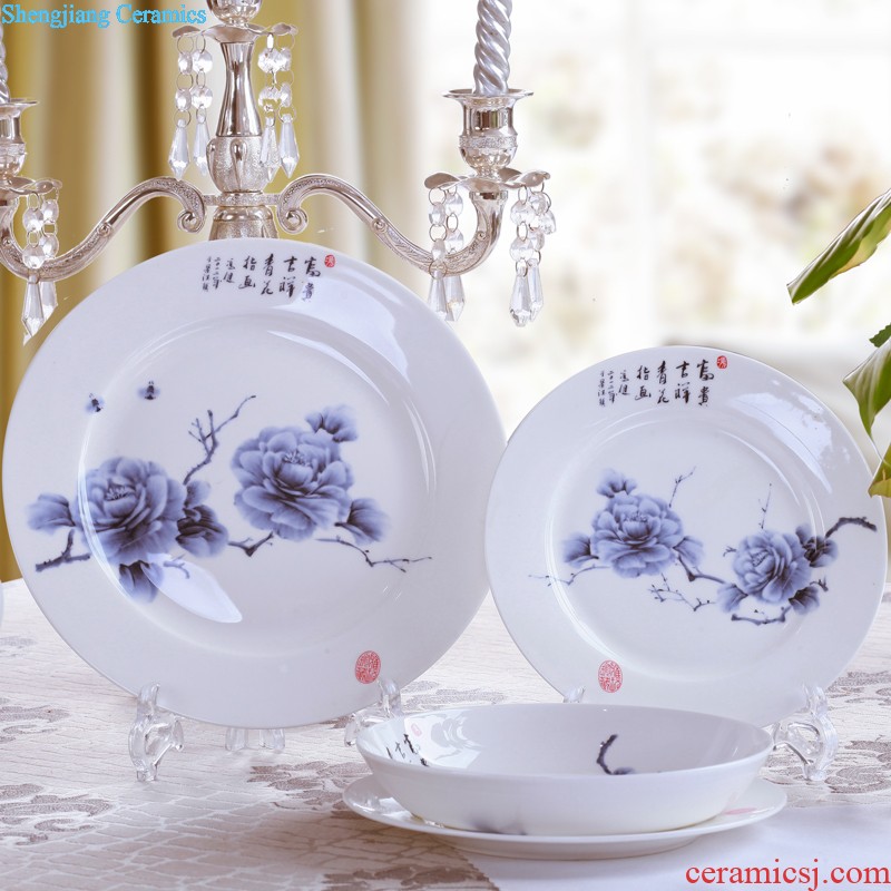 56 skull porcelain of jingdezhen ceramic dishes suit nine domain Chinese blue and white porcelain tableware dish dish sets