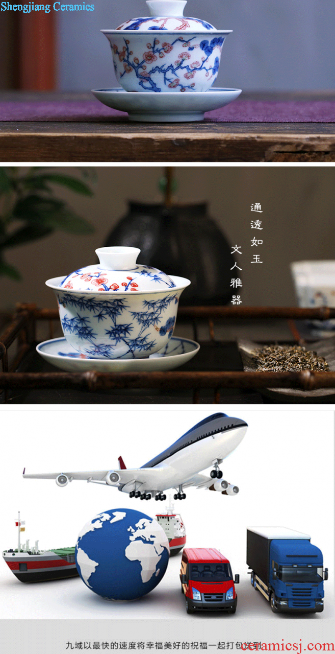 Jingdezhen only three bucket color mother chicken tureen manual hand-painted ceramics grain kung fu tea tea bowl