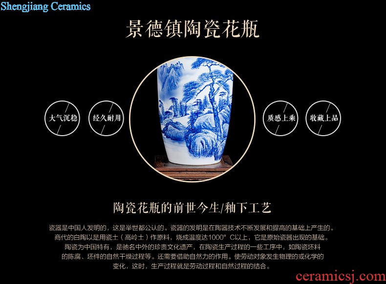 Jingdezhen blue and white porcelain vase bound branch lotus ceramics from pomegranate bottles of modern home decoration handicraft furnishing articles