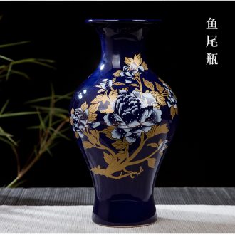 Archaize of jingdezhen ceramics kiln open yellow vase modern classical household adornment handicraft furnishing articles