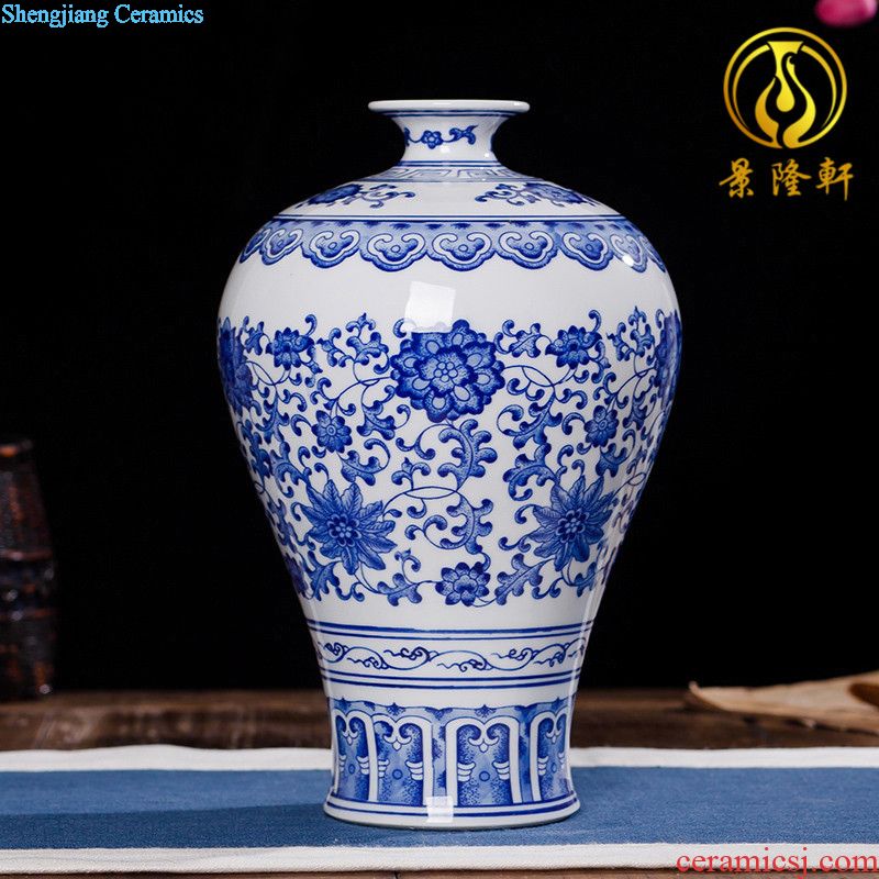 Jingdezhen ceramics vase hand-painted carving shadow green lotus pond interest series of new Chinese style household adornment furnishing articles