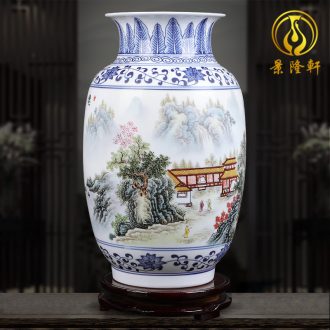 Jingdezhen ceramics vase hand-painted pastel blue and white porcelain home sitting room adornment is placed crafts flower arrangement