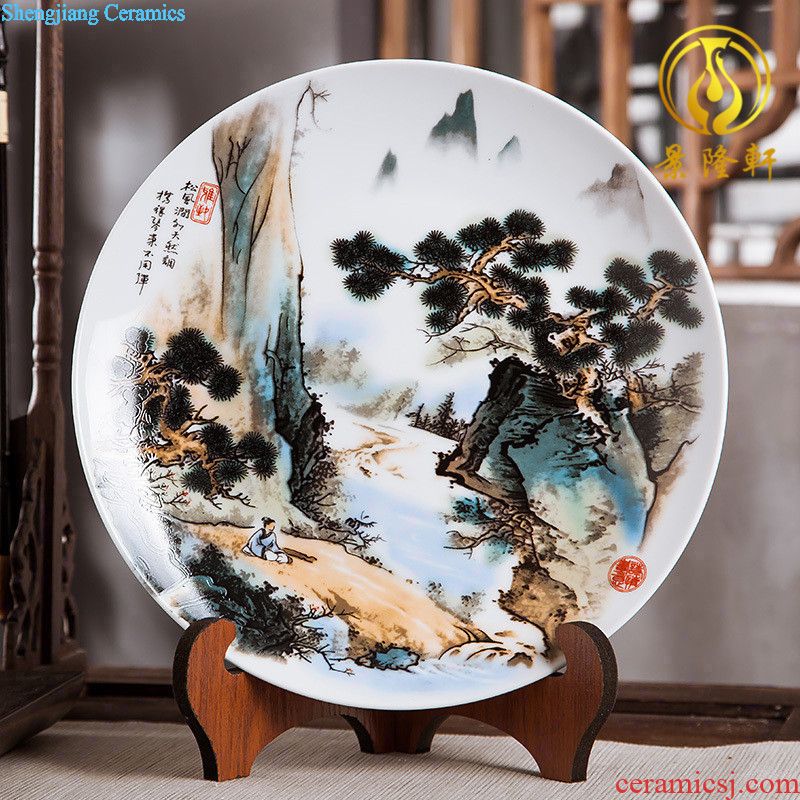 Jingdezhen ceramics furnishing articles household decorations hanging dish sitting room ark auspicious decoration plate of Chinese arts and crafts