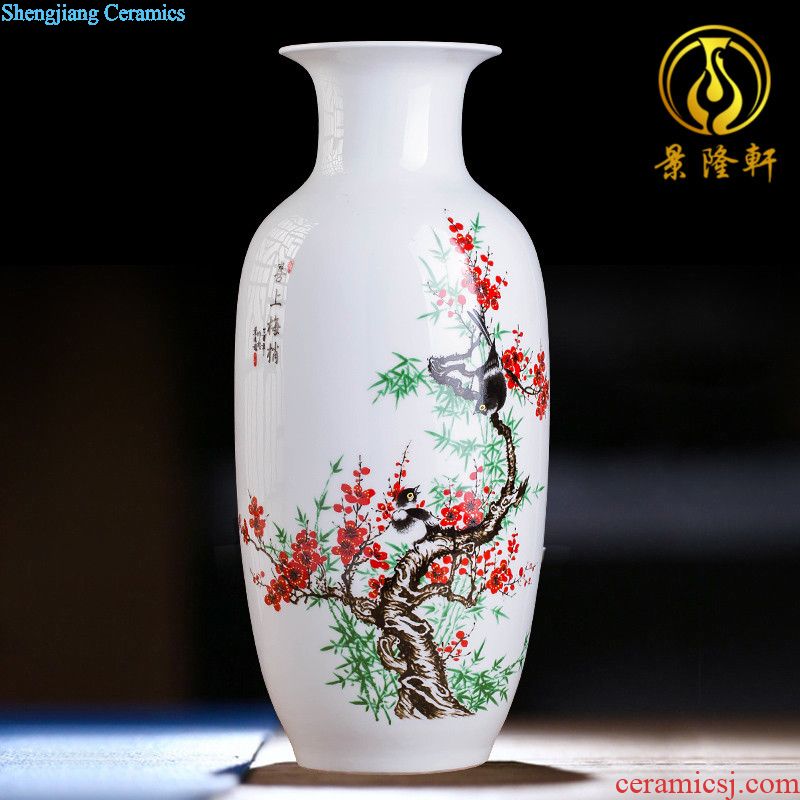 Jingdezhen ceramics Famous Wu Wenhan hand-painted pomegranate blooming flowers are blue and white porcelain vase collection certificate