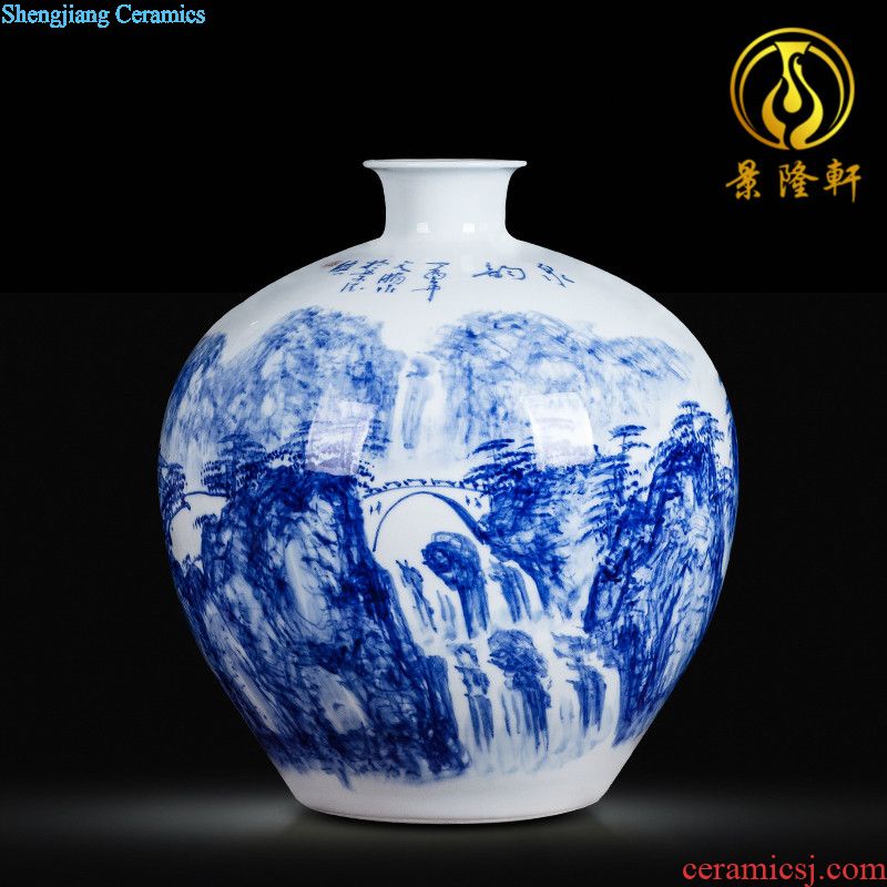 Blue and white porcelain of jingdezhen ceramics antique hand-painted wine cabinet office sitting room adornment of Chinese style household furnishing articles