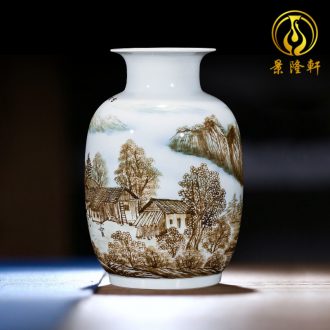 Jingdezhen ceramic celebrity master hand draw more than jiangshan jiao large vase home decoration villa hotel furnishing articles