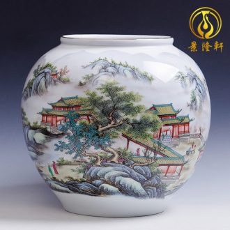 Flow of jingdezhen ceramics glaze vase three-piece suit of new Chinese style living room furnishing articles wine handicraft decorative household items