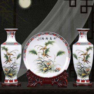 Ceramic vase three-piece furnishing articles home sitting room TV ark adornment flower arranging, small new Chinese arts and crafts
