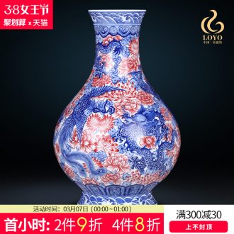 Jingdezhen antique vase grilled ceramic famille rose green flower jar furnishing articles sitting room porch of Chinese style household ornaments
