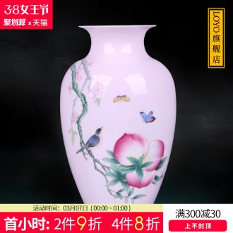 Jingdezhen hand-painted famille rose porcelain vase flower arranging place to live in lotus pond clear New Chinese style living room decoration