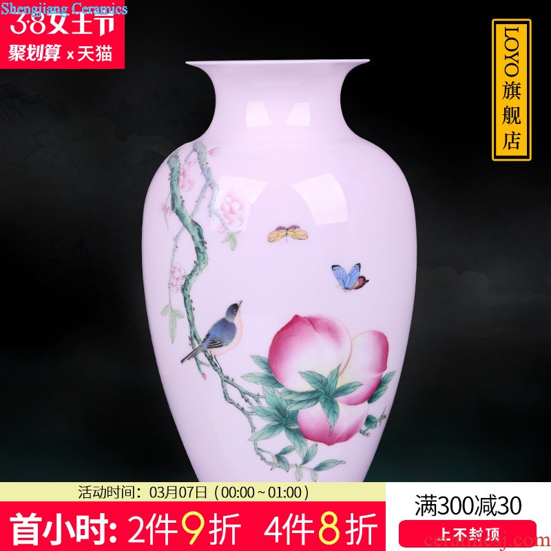 Jingdezhen hand-painted famille rose porcelain vase flower arranging place to live in lotus pond clear New Chinese style living room decoration