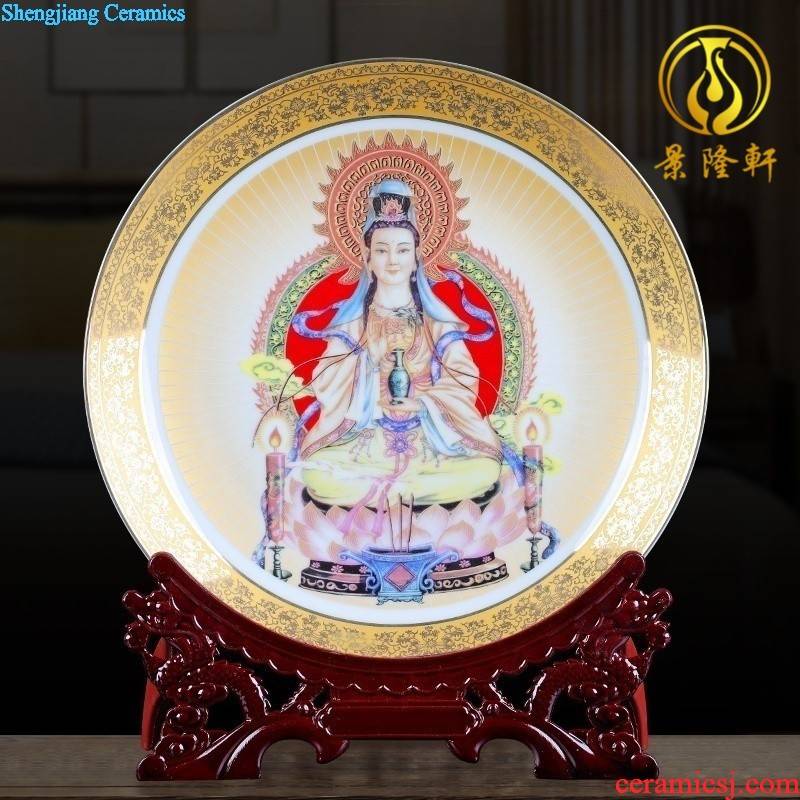 Jingdezhen ceramics gold Buddha like guanyin sitting room decorate dish hang dish by dish household furnishing articles and crafts