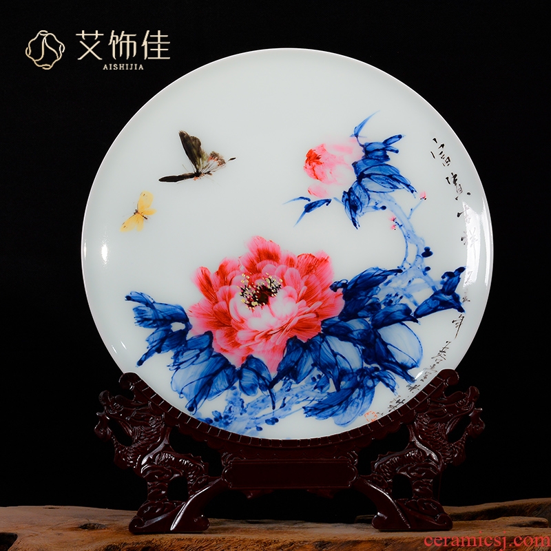 Hand - made rich auspicious porcelain of jingdezhen ceramics new Chinese style household decorative plate of the sitting room adornment is placed