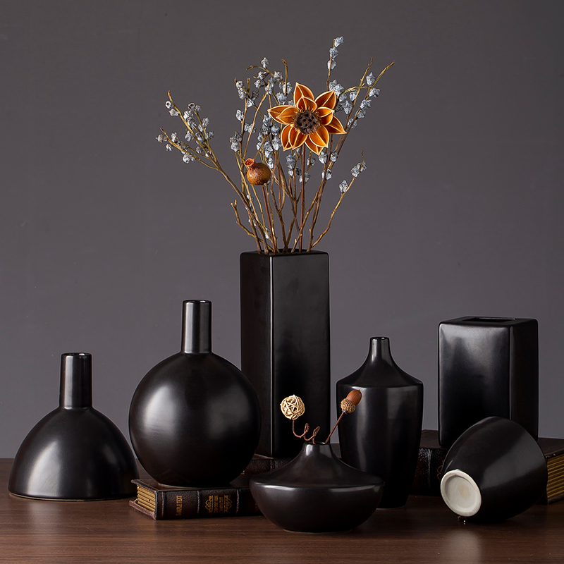 New ceramic vase zen hotel sitting room adornment is placed combination of I and contracted, black flower vase