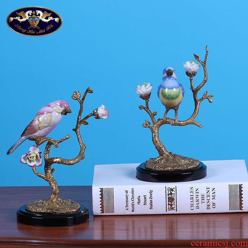 Creative ceramics with copper branches bird sitting room TV ark place in Europe and the study of example room decoration home decoration