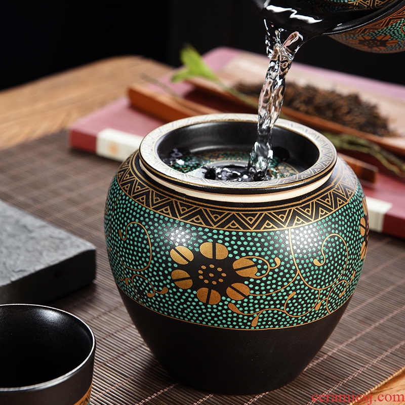 In hot ceramic cylinder domestic large tea wash cup kung fu tea tea accessories take on water for wash water meng ashtray