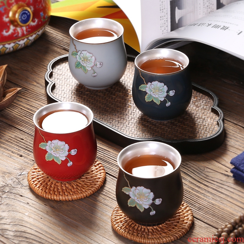 Jingdezhen silver cup silver kung fu tea tea master cup single cup large sample tea cup tea cup customization