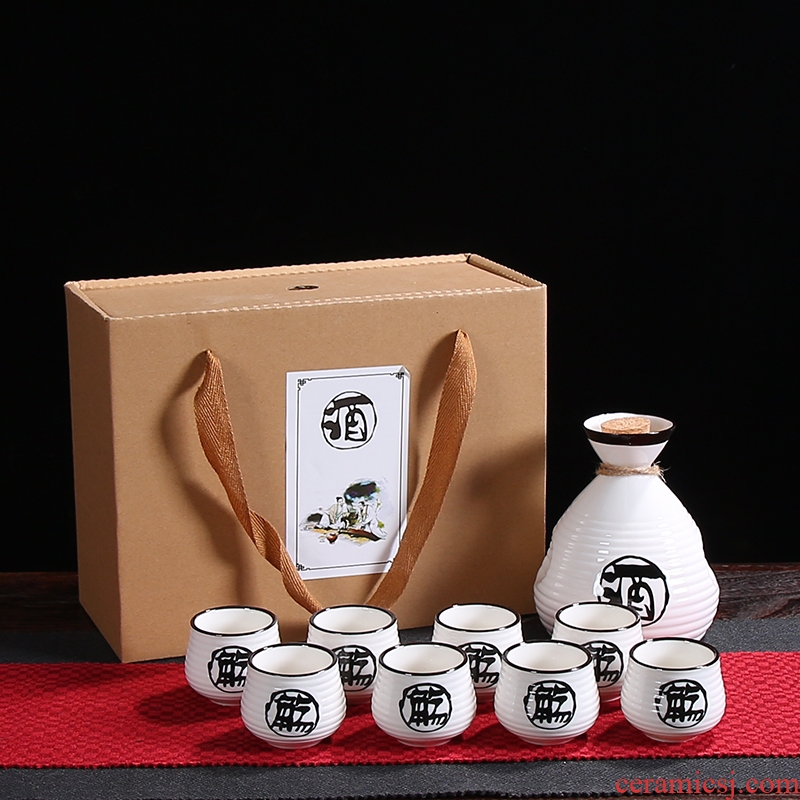 Wine temperature hot hip household ceramics Chinese antique Wine package rice Wine liquor Wine cup of hot temperature hip points