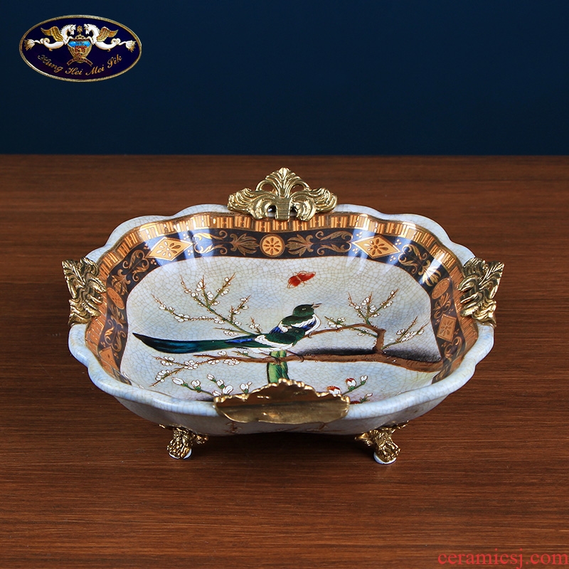 European creative candy dishes dry fruit tray was home sitting room key-2 luxury American household ceramics keys to receive dish furnishing articles