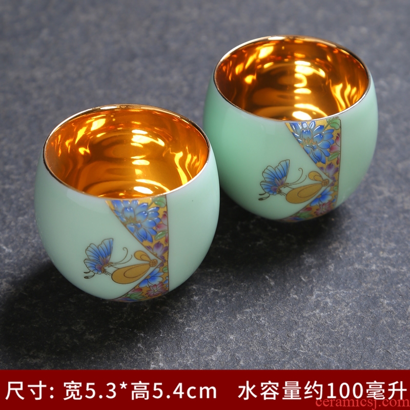 Celadon single cup domestic cup sample tea cup bowl contracted fish kung fu tea set ceramic teapot GaiWanCha way