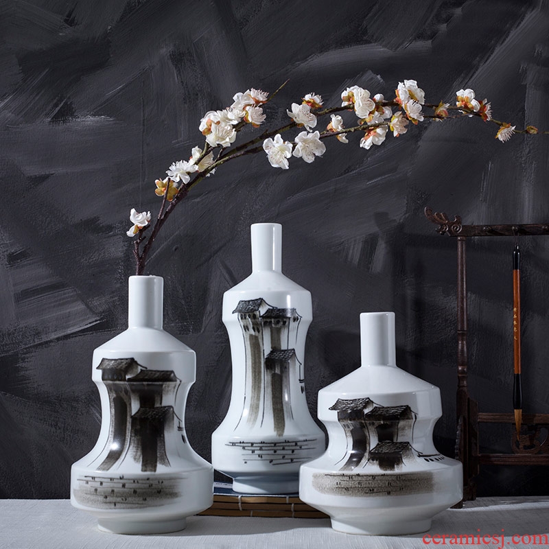 Rice lu thought of modern new Chinese style ceramic hand - made flower vase creative home sitting room dining - room place ornament