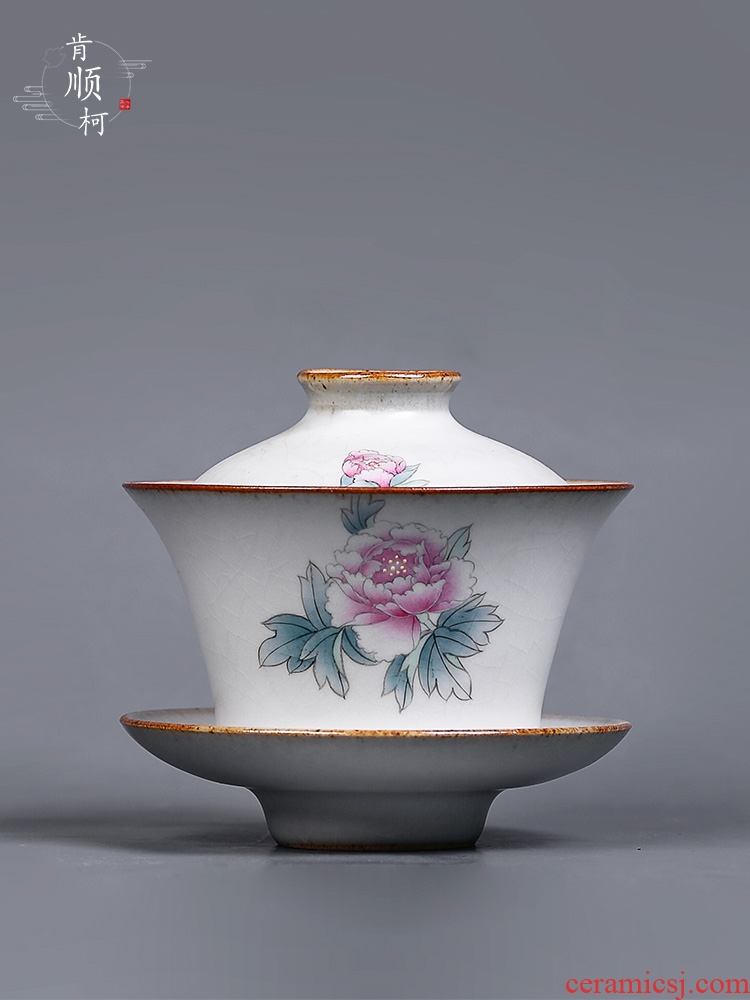 Jingdezhen hand - made peony three tureen tea cups only single your up ceramic protect hot tea tureen suits for