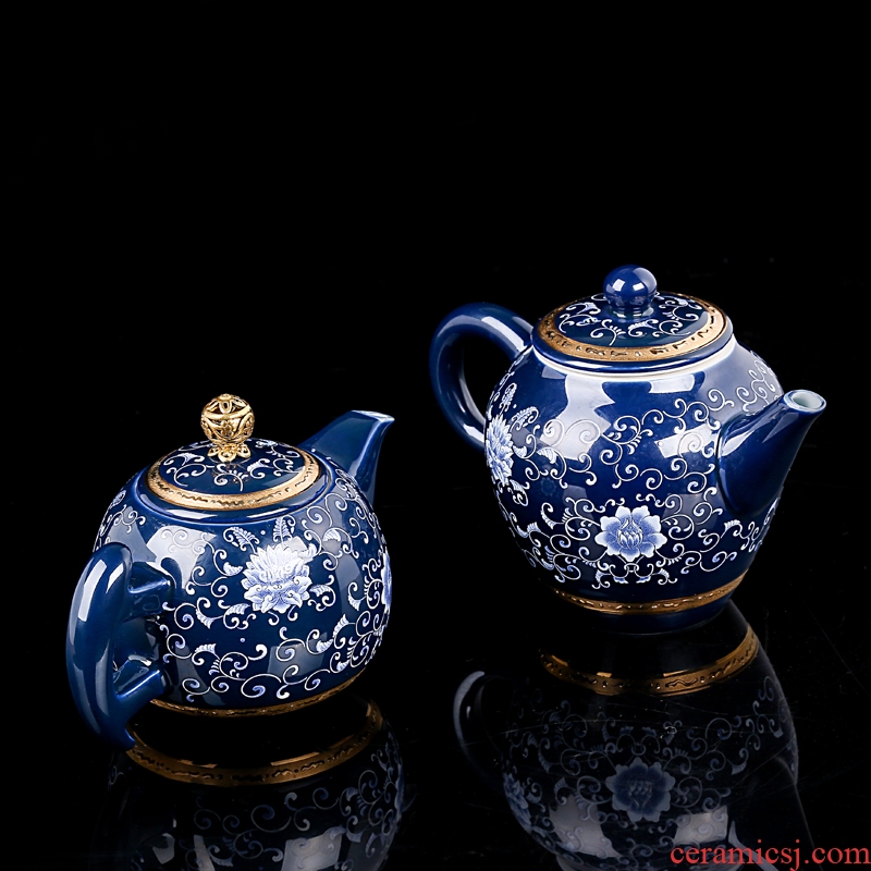 Jingdezhen coppering. As silver teapot 999 sterling silver colored enamel craft bladder kung fu tea set household teapot silver pot