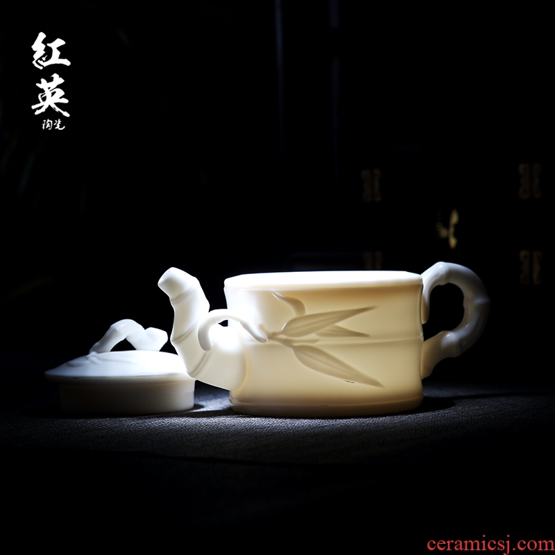 Red the jingdezhen ceramic kung fu tea set household suit biscuit firing porcelain teapot tea filter remove manual single pot