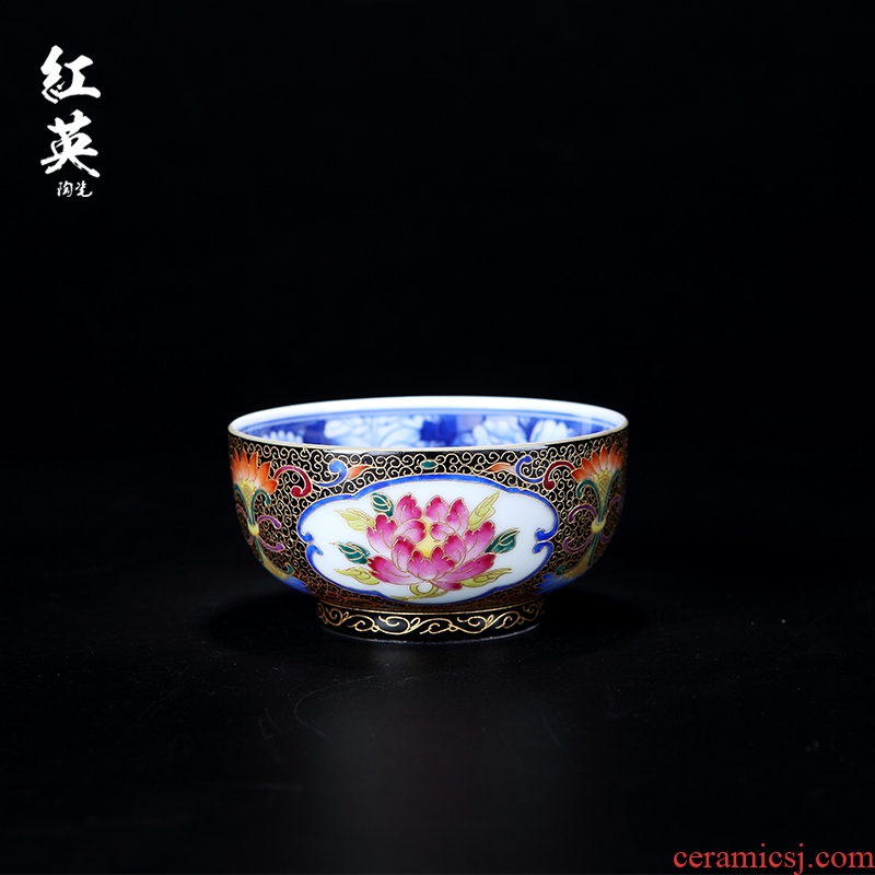 Red the jingdezhen ceramic wire inlay colored enamel porcelain teacup kung fu tea cups large sample tea cup master cup single CPU