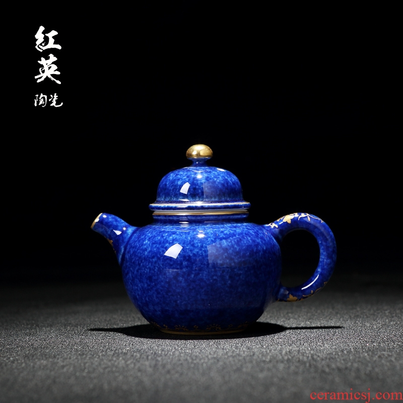Red the jingdezhen ceramic teapot sets blunt tea ware Duo ball pot with blue glaze see kung fu tea pot