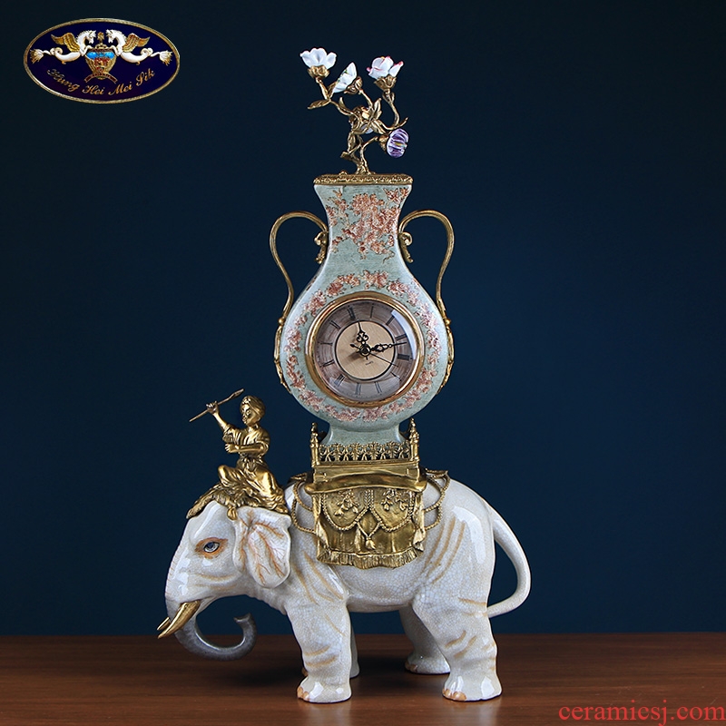 Europe type restoring ancient ways is the elephant clock ceramic table clock with copper creative clock home sitting room adornment furnishing articles