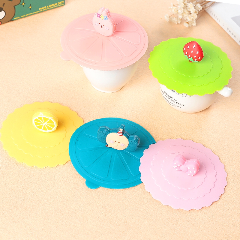 10 cm dustproof non - toxic silicone lid food - grade cartoon ceramic cup lid keller cup lid