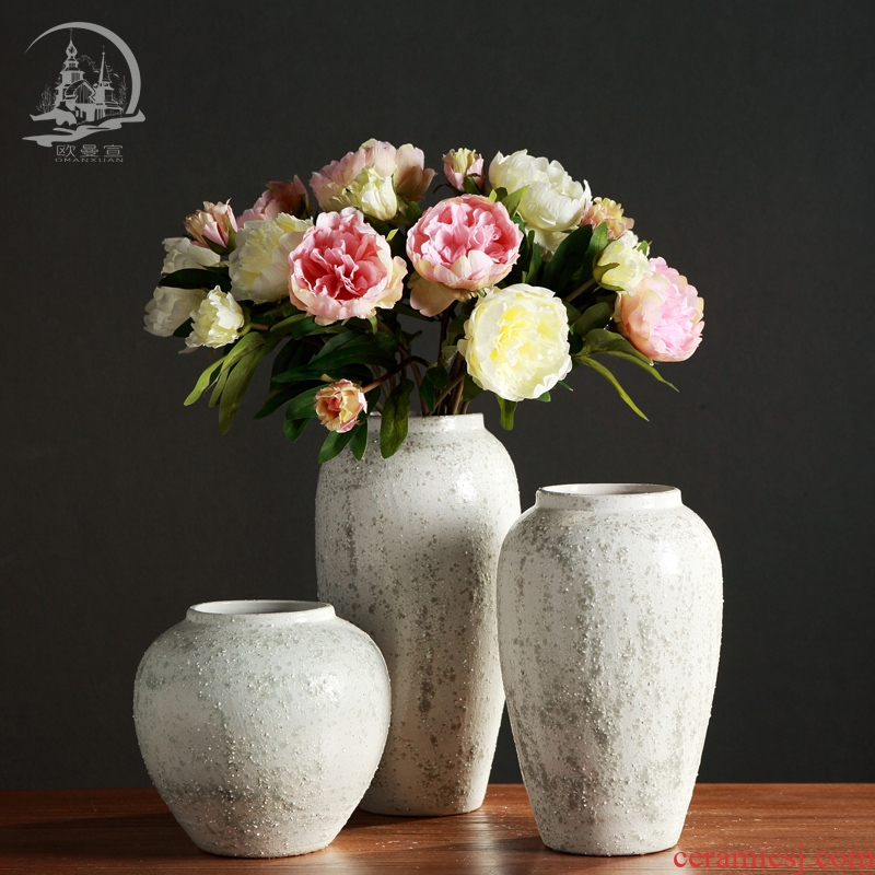 Jingdezhen retro TV ark, large - sized ceramic vases, flower arranging is placed in the sitting room porch creative coarse pottery decoration