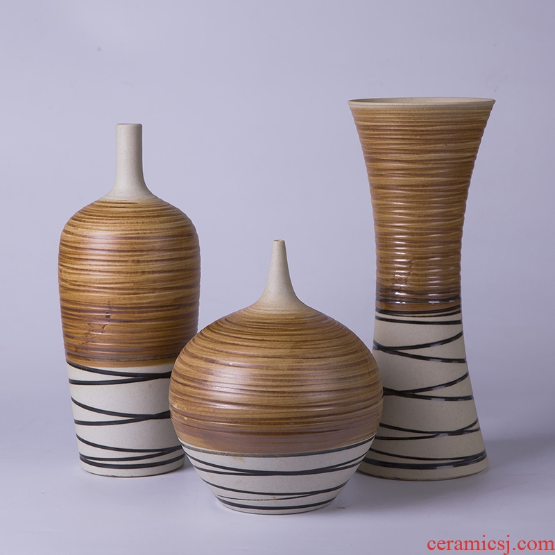 Modern creative new Chinese style ceramic vase three - piece porch home furnishing articles furnishing articles TV vase