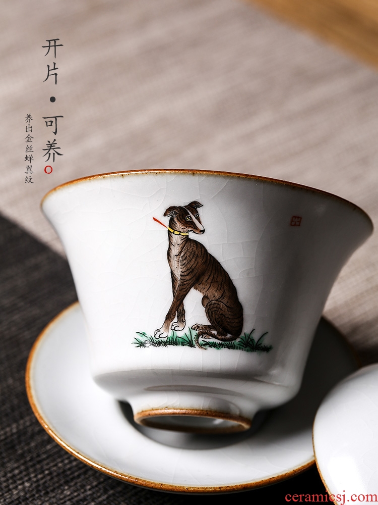 Jingdezhen tea machine only three tureen tea cups large single your up hand - made zodiac dog kung fu tea set