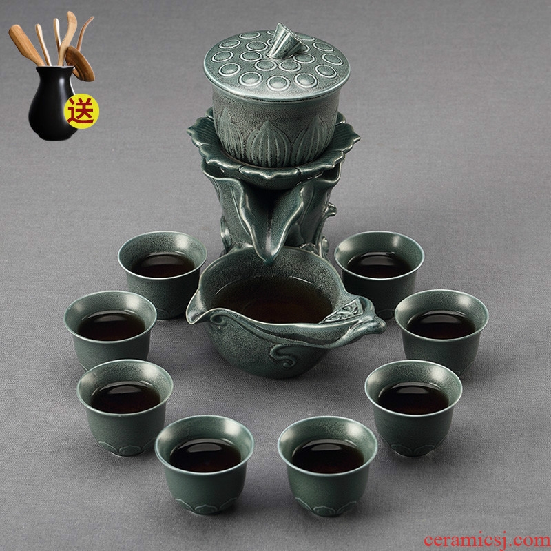 Dehua ceramic automatic kung fu tea cups teapot office suit creative graphite lazy people make tea
