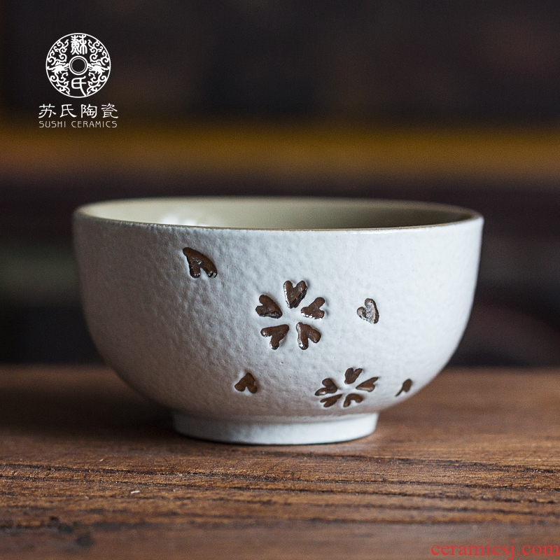 Su Japanese trace silver cup ceramic sample tea cup of black tea, green tea cups of kung fu tea cups single CPU
