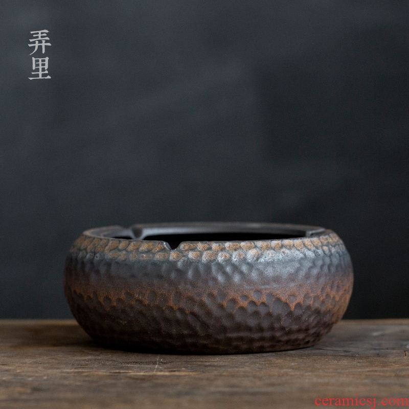 Coarse pottery ashtray Japanese large do old ceramic ash box of wind restoring ancient ways of creative Chinese style household, office