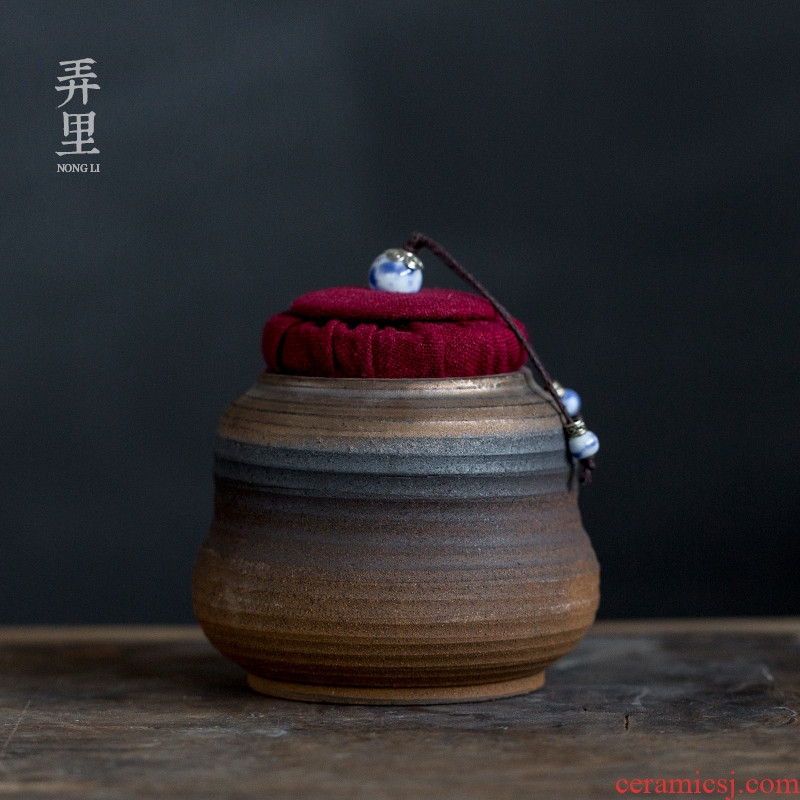 Coarse pottery tea pot ceramic seal Coarse pottery household storage tank size portable general pu - erh tea packaging as cans