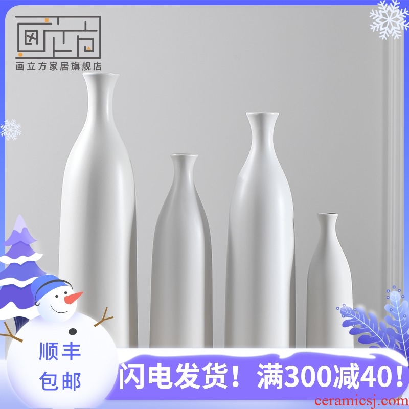 Cubic Nordic white ceramic vase made penjing modern household soft adornment flower arranging flowers is the living room